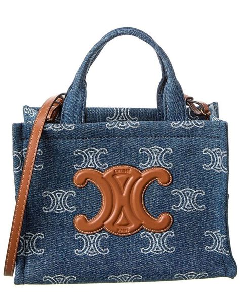 Celine Cabas Thais Small Denim Tote in Blue 